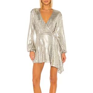 NWT House of Harlow 1960 x REVOLVE Aniela Mini Dress in Pewter